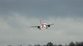Terrifying EasyJet landing at England's Birmingham Airport in gale-force Storm Dudley winds