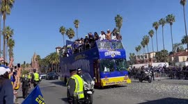 Los Angeles Rams given heroes welcome during Super Bowl victory parade
