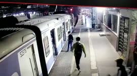 Woman saved from falling in between moving train and platform by alert official in western India