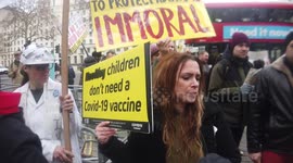 Protesters gather outside Parliament after age 5-11 COVID-19 vaccine announcement