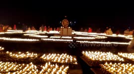 The Thai Buddhist monks organised a peace praying for full moon day of Maghi Purnima