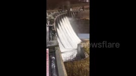 Llyn Alwen lake overflowed due to Storm Dudley in Wales