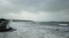 UK Storm Eunice Batters - Aberdaron, North Wales, Met Office Amber Weather warning