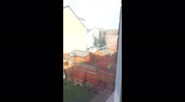 Storm Eunice lifts trampoline into the sky in severe winds