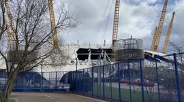Storm Eunice rips through the O2 Arena dome, London