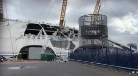 Storm Eunice leaves huge hole in 02 Arena roof after winds rip off panels