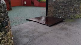 Storm Eunice - Large wooden gate blown off its hinges during Storm Eunice 18/02/2022