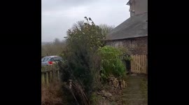 Strong winds as Eunice Storm hits Burton Bradstock, Dorsen, UK