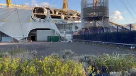 Storm Eunice tears huge hole in roof of London's O2 Arena in Greenwich