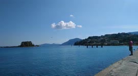 Plane landing at Corfu airport, Greece.