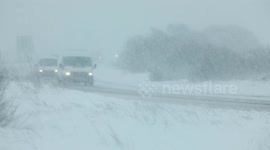 Traffic In Storm Eunice Snow