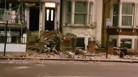 Double woe for North West London street previously affected by flood and now house walls collapsing after Storm Eunice
