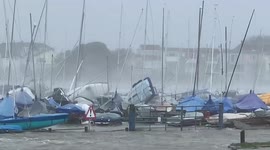 Storm Eunice leaves Mudeford Harbour sailing boats damaged