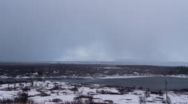 A stormy and snowy day time-lapse video in Iceland