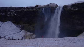 Seljalandsfoss waterfall gets blown away