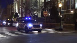 President of the United States Joe Biden departs Holy Trinity Catholic Church in Washington, D.C. via motorcade en-route the White House on February 19, 2022