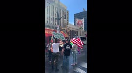 Anti Mask Anti Vax Anti Biden protesters gather on Hollywood Boulevard today to spread their messages.
