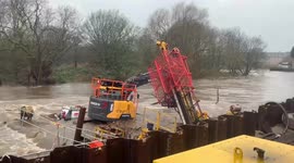 Workers battle to save machinery as Storm Eunice flooding breaks river banks in Yorkshire