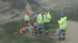 Emergency services rescue walker in Cornwall, UK, amid new Amber weather warning
