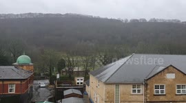 Flood sirens sound in Todmorden in Yorkshire, UK, as Storm Franklin follows Storm Eunice
