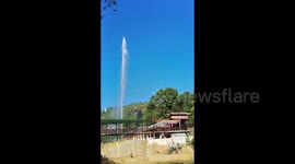 Amazing footage of a tall shout fountain in Yichang, China