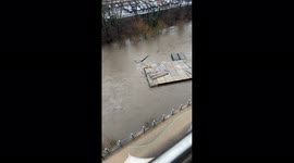 Storm Franklin washes away flood defences pontoon in Leeds