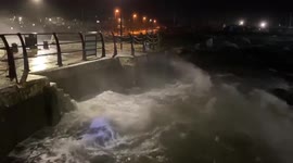 High winds from Storm Franklin lash Scottish harbour