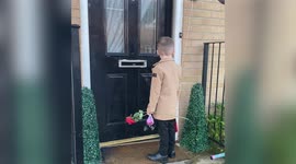 Adorable moment 6-year-old shows up at girlfriend's door to ask her to be his Valentine