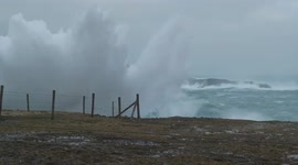HUGE wave slams into Irish coast, soaking spectator during Storm Franklin