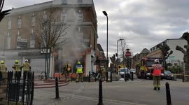 Firefighters battle to extinguish blaze at arts and crafts shop in Stamford Hill