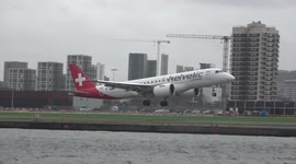 Storm Franklin: Plane spotter captures crosswind landings and go-arounds at London City Airport
