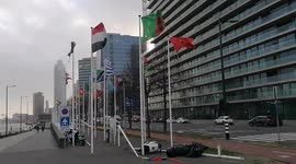 Netherlands: Winds Snap Flag Poles In Rotterdam As Storm Eunice Batters Europe