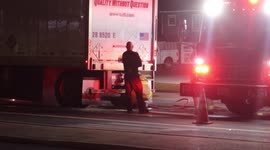 Southeastern Freight Lines Double-Trailer Catches Fire in South Houston