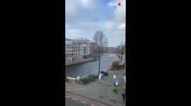 Video captures the moment a huge tree crushes a car as Storm Eunice wreaks havoc in Amsterdam