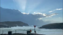 Tidal waves and beautiful sky as Storm Franklin hits Clogher Beach in SW Ireland