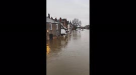 Flooding still inundating Yorkshire in northern England following Storm Franklin