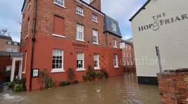 Storm Franklin swamps large parts of Shrewsbury, Shropshire, devastating large parts of the town.
