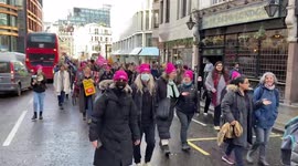 Demonstrators march in London during the university strike and protest