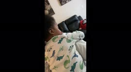 Got your back Dad! 5-month-old has cutest reaction when he pats his dad's back after getting burped