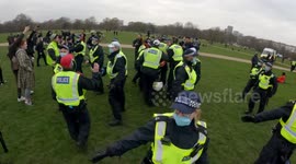 Police arrest woman at Hyde Park after London protest, March 20th 2021