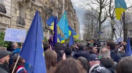 France: Ukrainian Supporters Protest Outside Russian Embassy In Paris
