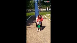 Aunt, toddler nephew fall face-first into the dirt after funny SLIDE FAIL