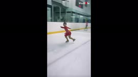 'INCREDIBLY TALENTED 11 y/o skater practices dazzling spins on ice rink '