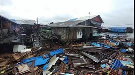 Hundreds homeless after tidal wave destroys homes in West Papua in Indonesia