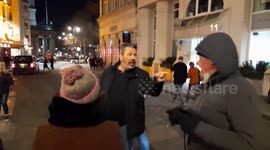 Drunk man accuses anti covid mandate protesters of being boris Johnson lover's