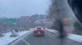 Heavy snow leading to dangerous road conditions in Sedona Arizona