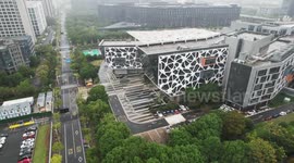 Drone Footage Of Alibaba Headquarters In Hangzhou, Zhejiang, China