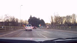 Dashcam - Red Light Jumper - Virgil and Son Works Van drives straight through RED light