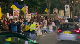 Hundreds protest against invasion of Ukraine outside Russian embassy in London