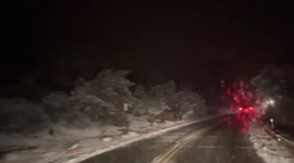 Sedona Arizona Airport Road Overlook intense night time snow squall